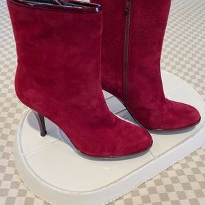 Stuart Weitzman Burgundy Suede Leather Ankle Boot 9M